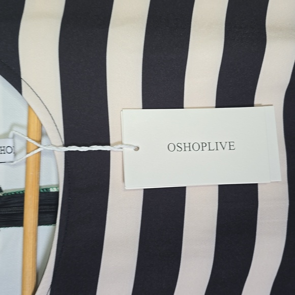 Oshoplive Colorblock Stripe Peplum Dress in Green, Pink, Orange & Yellow NwT. - Picture 4 of 8